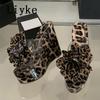 Fashion Liyke Sexy Leopard Print Platform High Heels Wedges Slippers For Woman Fashion Big Flowers Summer Transparent Sandal Female Shoe