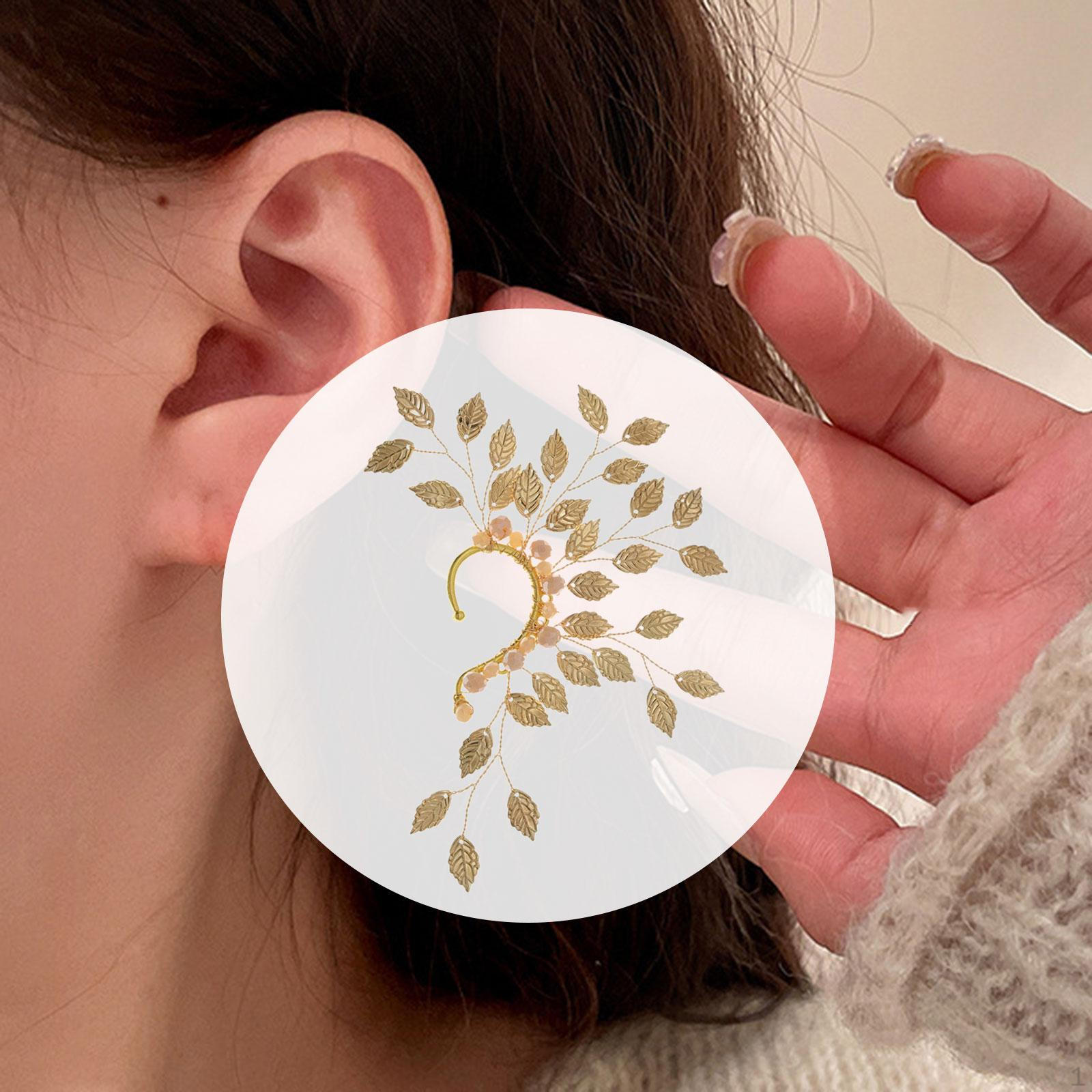 

Серьги-каффы из хряща с цветочным зеленым зажимом на обертке для выпускного вечера Style A