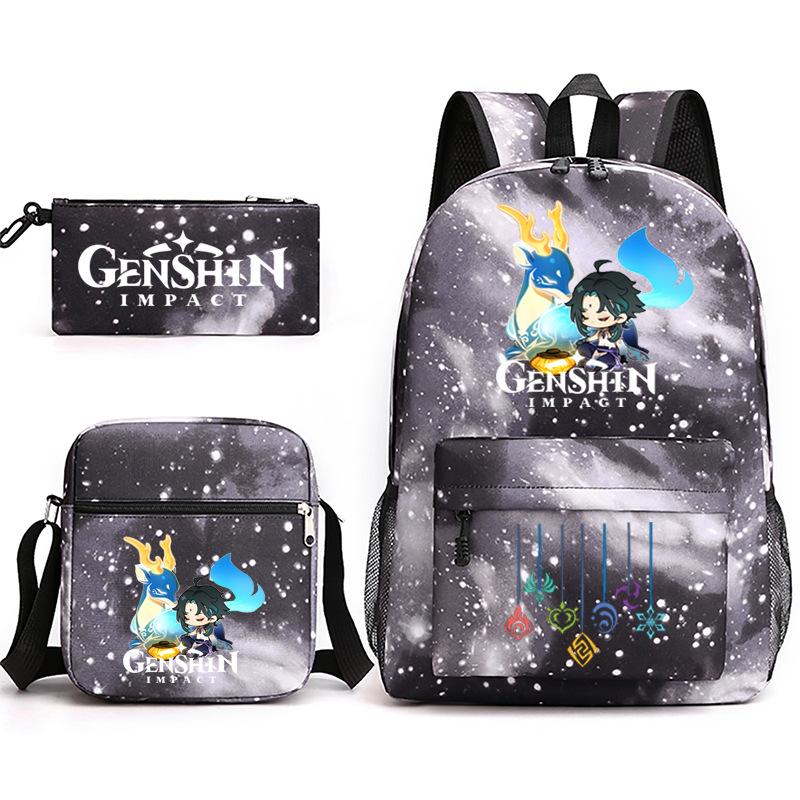 Three-piece Backpack Versatile High School Travel Bag