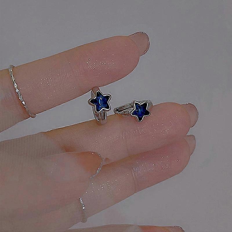 Blue Star Hoop Earrings, Y2k Aesthetic, Trendy Vintage Jewelry