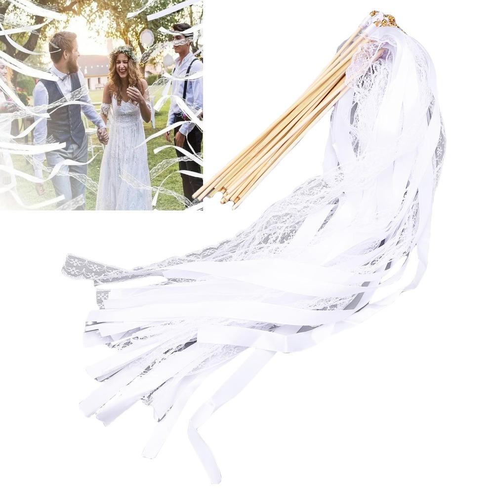 40pcs Polyester Cloth Wedding Wand Sticks With Bells Ribbon Streamers Wand Holiday Celebration