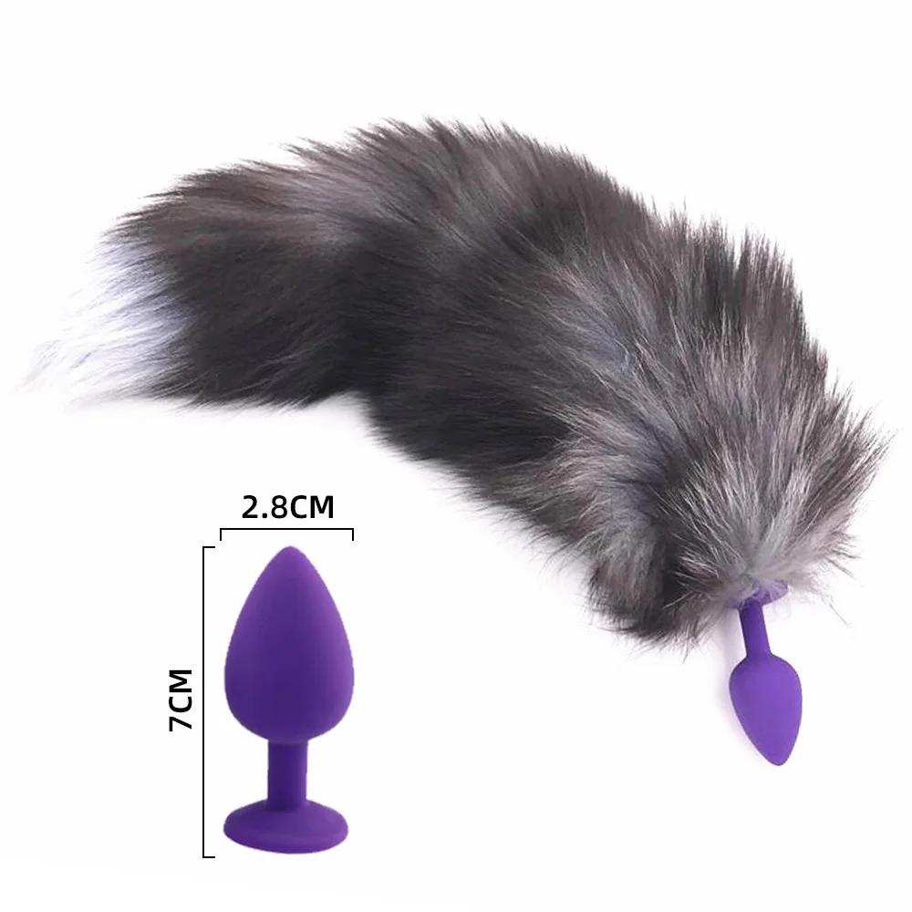 Anal Plug Sex Toy With Long Fox Tail And Sexy Pornographic Sexy Toy Stuffed Behind Buttocks Couple Role-playing Adult Accessorie