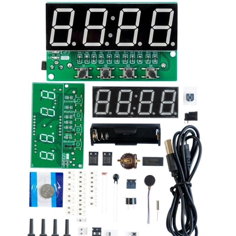 1 Set Multifunctional Diy Alarm Clock Kit Dc 5V Mini Weather Clock Soldering Practice Electronic Diy Digital Clock Kits