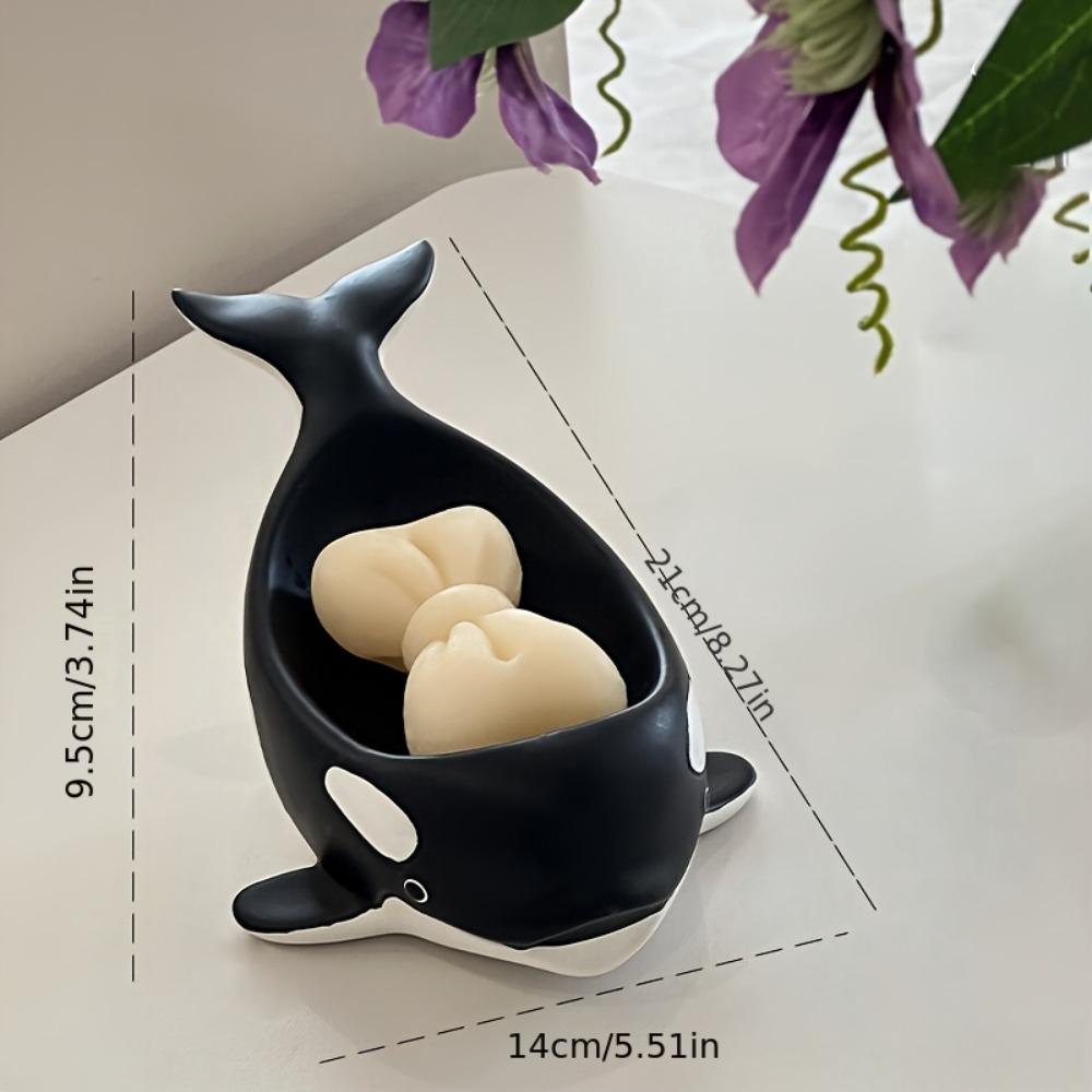 1PC Cute Whale Soap Dish Bathroom Decor Soap Holder Open Front Non Slip Base Resin Tray for Kitchen Shower Soap Dish Holder