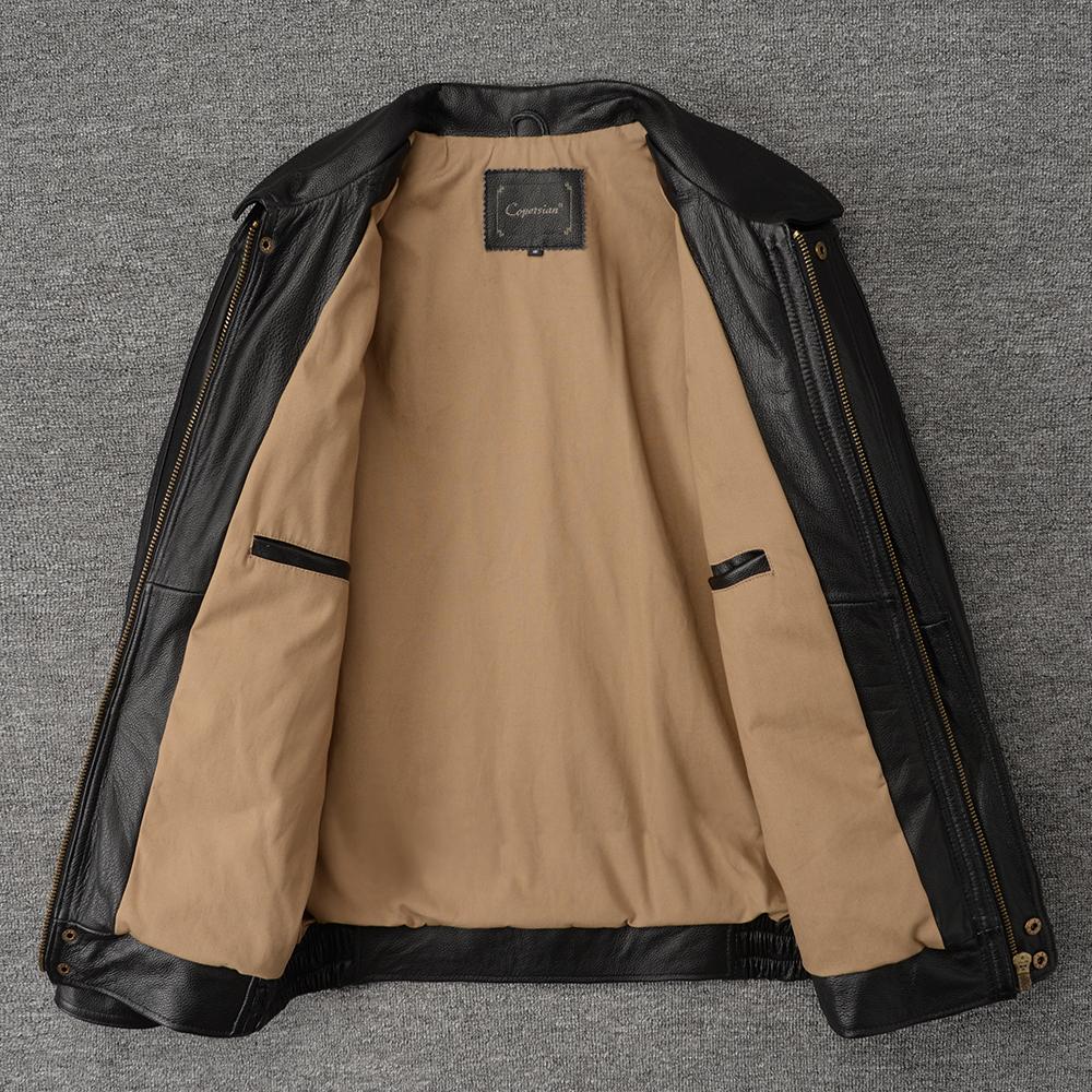 Men's Genuine Cowhide Leather Jacket Real Cow Loose Oversized Style Coat Man Clothes Spring Autumn