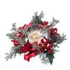 Christmas Candle Rings Table Decoration Christmas Wreath Candle Holder Ring Red Berries Table Centerpieces Candle Wreath