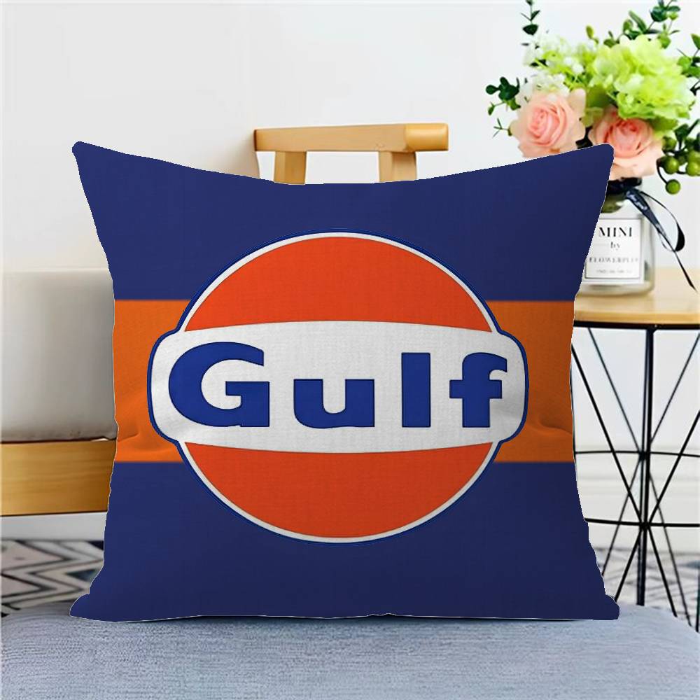 G-Gulf Racing Car Logo Pillow Covers Cartoon Sofa Decorative Home Double-sided Printing Short Plush Cute Cushion Cover