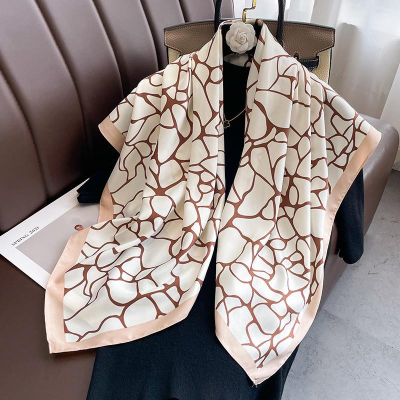 Fashion Luxury Women Scarf Silk Square Crack Print Fashion Design Hijabs Female Neckerchief Scarves Wrap Headband Bandana