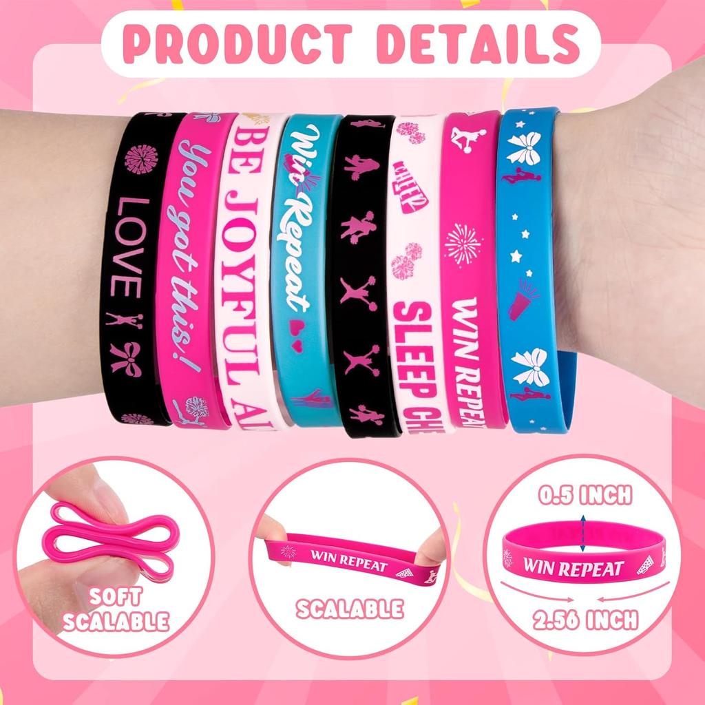 74pcs Cheerleader Gifts Bulk for Team – Cheer Bracelets for Party Favors, Girls Accessories, Goodie Bag Stuffers, Cheerleading Supplies