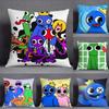 Cartoon-Spiel RRainbow Friends Kissenbezug Quadratisch Doppelseitiger Druck Sofakissenbezug Kissenbezug Schlafzimmer Nachttisch