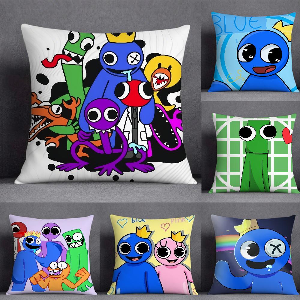 Cartoon-Spiel RRainbow Friends Kissenbezug Quadratisch Doppelseitiger Druck Sofakissenbezug Kissenbezug Schlafzimmer Nachttisch