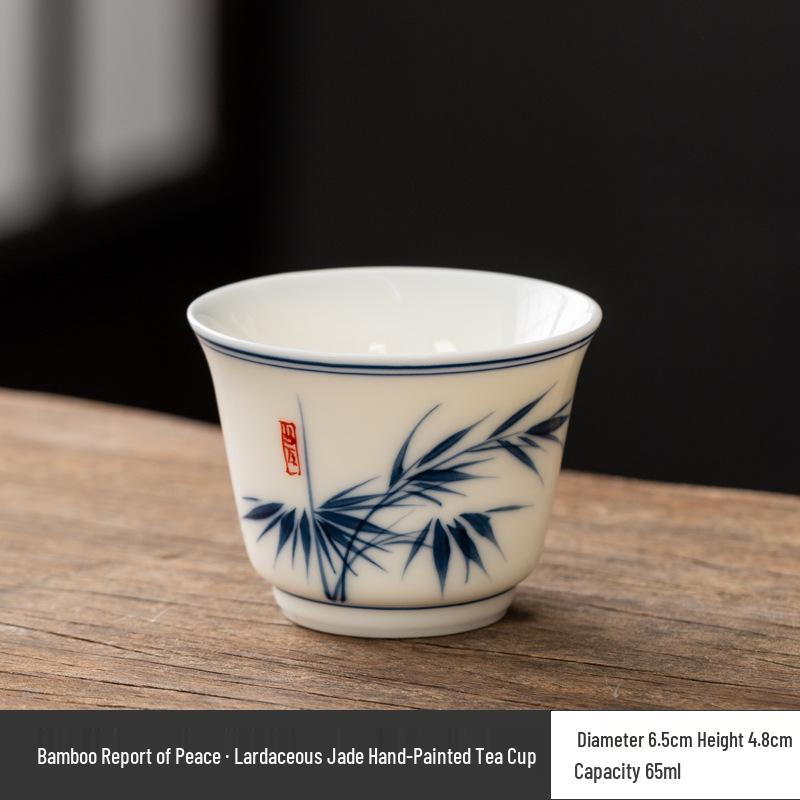 Hand-Painted White Porcelain Tea Cup, Personal Kung Fu Tea Set Bowl