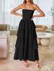 European and American women's clothing popular sleeveless off-the-shoulder pleated layered tube top long vest skirt