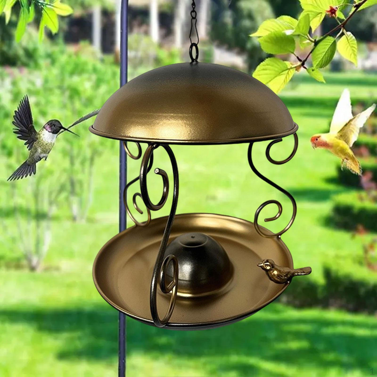 

Металлическая крыша кормушка для птиц кормовая станция большая емкость миска с дождевым козырьком для улицы бронзовый