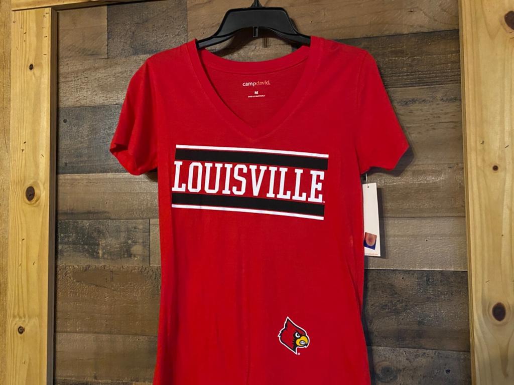 Louisville Cardinals T-Shirt Womens Medium NEW V-Neck Student Alumni Grad Soft