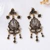 European, American Bohemian exquisite light luxury alloy full diamond drop-shaped pendant retro earrings female court style earrings