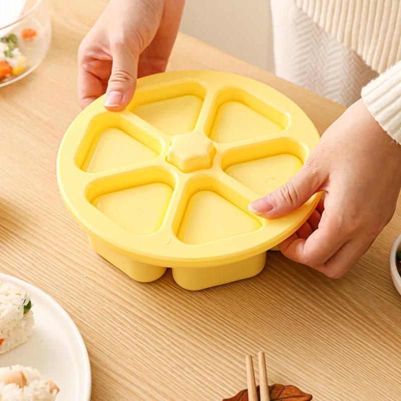 6-in-1 Cavity Triangle Sushi Mold Rice Ball Press Maker Non-stick Sushi Maker Kitchen Tools Bento Box Meal Supplies For Seaweed
