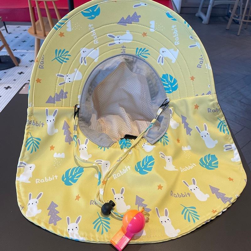 Summer Kids Anti-UV Fisherman Caps Large-Brim Cartoon Animal Print Girls Sun Visor Cap Outdoor UV Protection Children Mesh Beach Caps