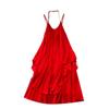 Seaside Vacation Style Sling Dress Women's Summer Mesh Sense of Atmosphere Loose Backless Design Accessible Luxury Beach Dress