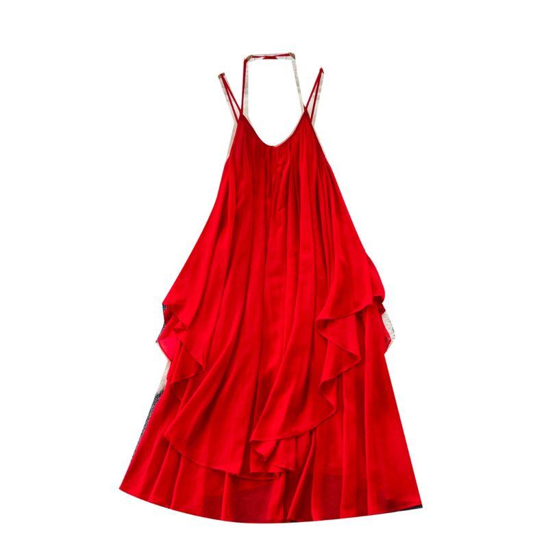 Seaside Vacation Style Sling Dress Women's Summer Mesh Sense of Atmosphere Loose Backless Design Accessible Luxury Beach Dress