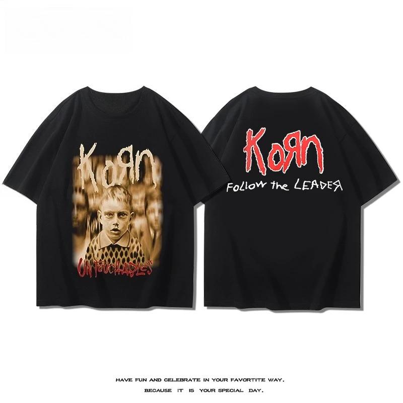 KORN Band Kurzarm-T-Shirt Herren und Damen Sommer Amerikanischer Industrial Metal Rock Baumwolle Bequemes Kurzarm-Oberteil
