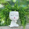 Face Planter Pot with Drainage Hole Resin Kissing Women Head Figurine Flowerpot Indoor Outdoor Plants Container Home Balcony Garden Decoration