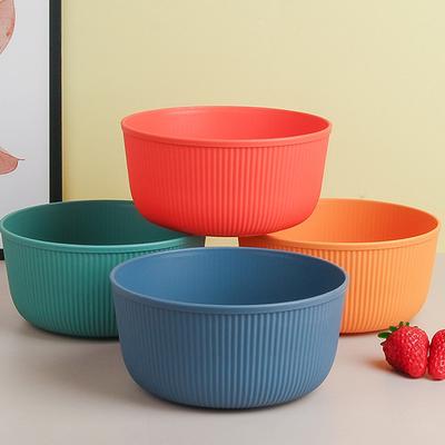 Wheat Straw Salad Bowl 15Cm Vertical Grain Large Round Bowl Creative Household Rice Bowl Soup Bowl Plastic Bowl