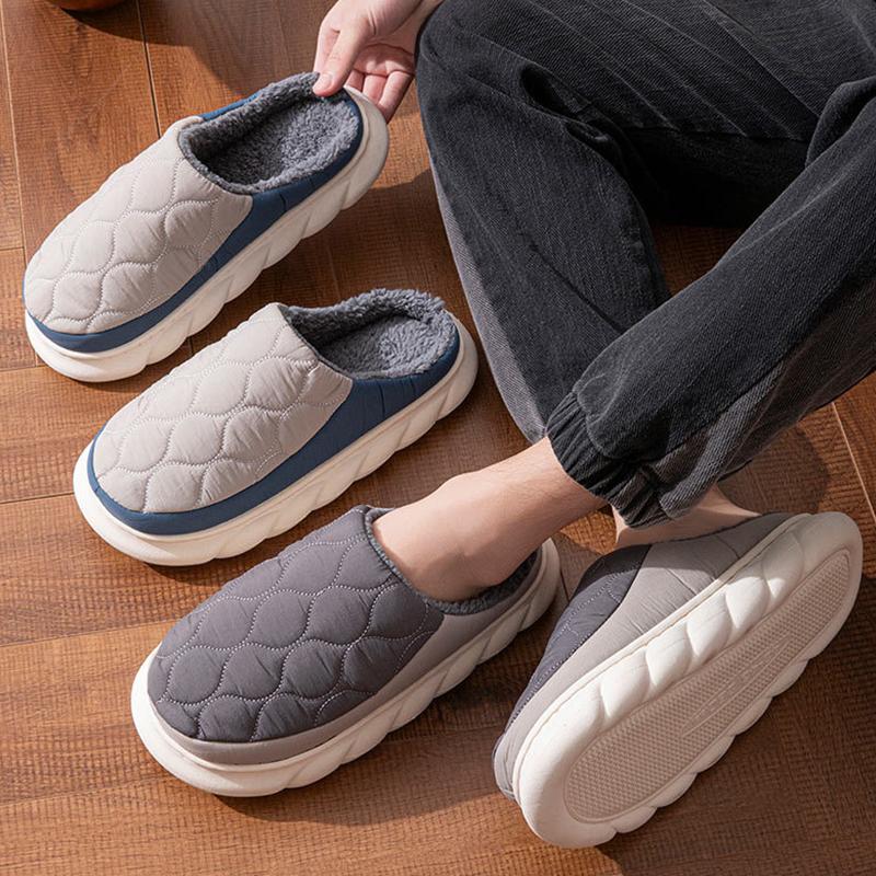 Fashion Smile Furry Men's Slippers EVA Foam Comfort House Slides Thick Bottom Popular Sole Indoor Slides Fluffy Cozy Warm Men's Slippers