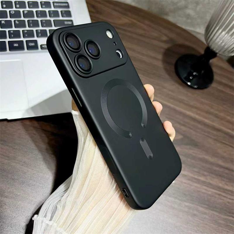 

Luxury Liquid Metal Paint Magsafe Case for iPhone 17 Pro Max 17 Air 17 Pro 17 Soft TPU Cover iPhone 17 чёрный