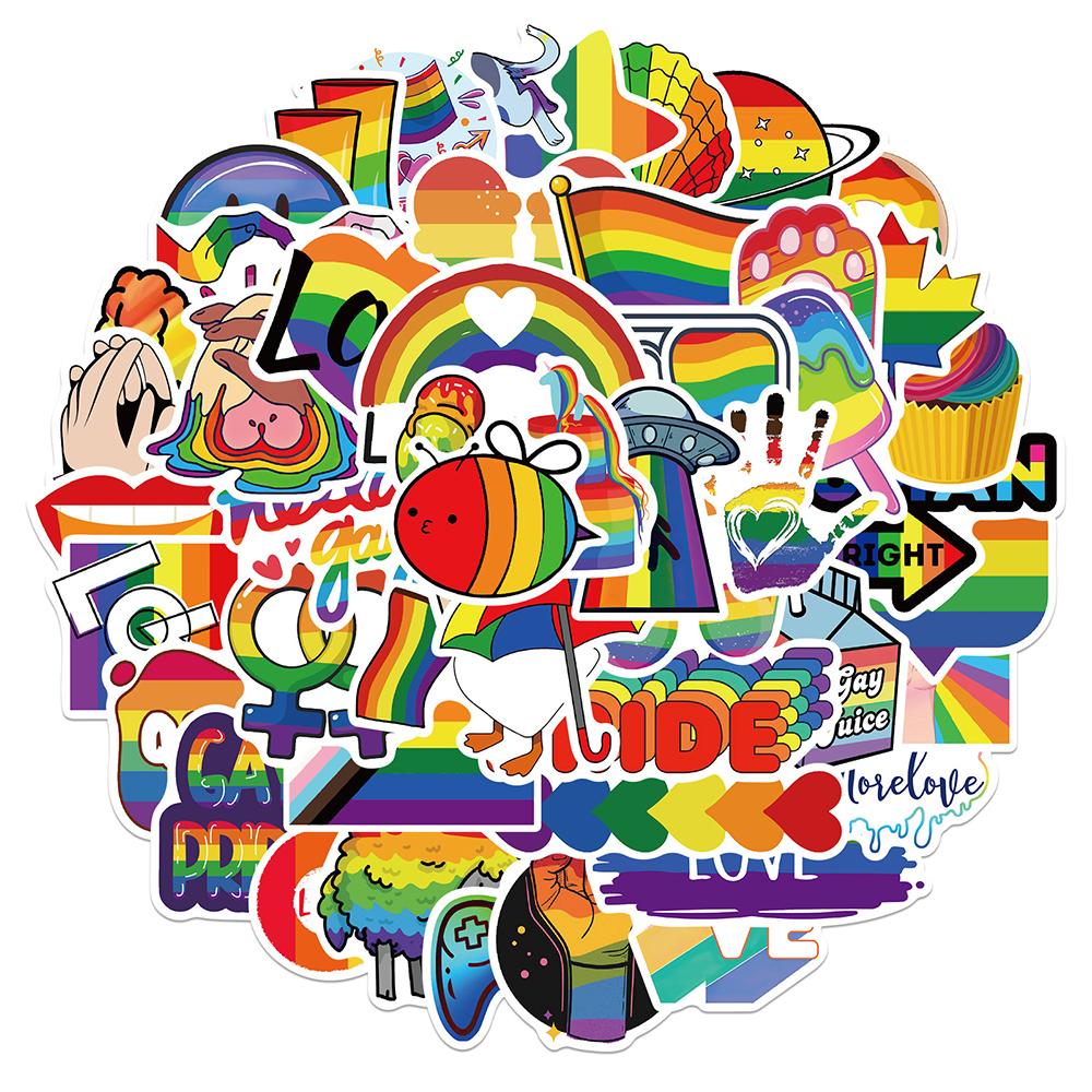 10/30/50/100pcs Rainbow LGBT Gay Lesbian Cartoon Stickers Aesthetic Graffiti Motorcycle Guitar Phone Waterproof Creative Sticker