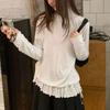 Lässige Tupfenmuster Basic-Pullover Herbst Winter Fleece Halber Stehkragen Damenbekleidung Falten Stilvoller Kordelzug Koreanische T-Shirts