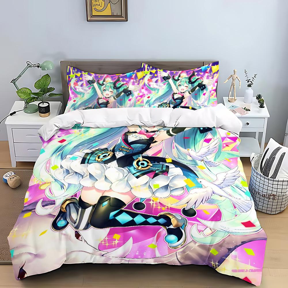 Hatsune Miku Anime Duvet Cover Pillowcase Bedding Set Adult Boy Girl Bedroom Decoration Children Gift Single Double Large Size
