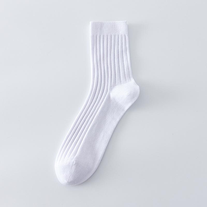 Men's Autumn and Winter Thick Warm Pure Color Cotton Stripe Sweat Absorbing Deodorizing Long Socks