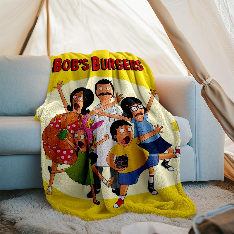 Bob's Burgers Theme Printed Blanket - Perfect for Couch, Bed, Travel & Outdoor Use | Machine Washable, Cozy & Durable.