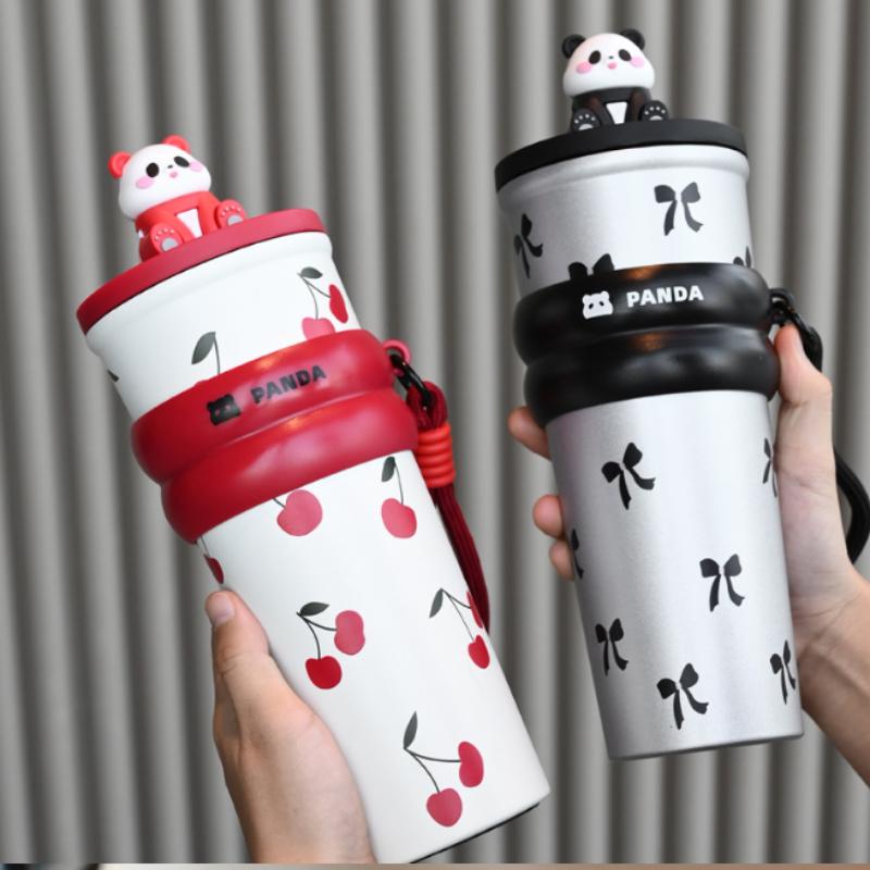 Nerezový Velký Král Hrnku Velkokapacitní Hrnky na Kávu do Auta Láhev na Čaj a Vodu Vakuová Termoska Přenosné Hrnky Hrnky se Slámkou