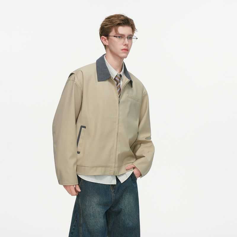 Dream Made American Style Color-Blocked Barn-Style Workwear Jacket for Men, Autumn 2025 New Boxy Short Jacket