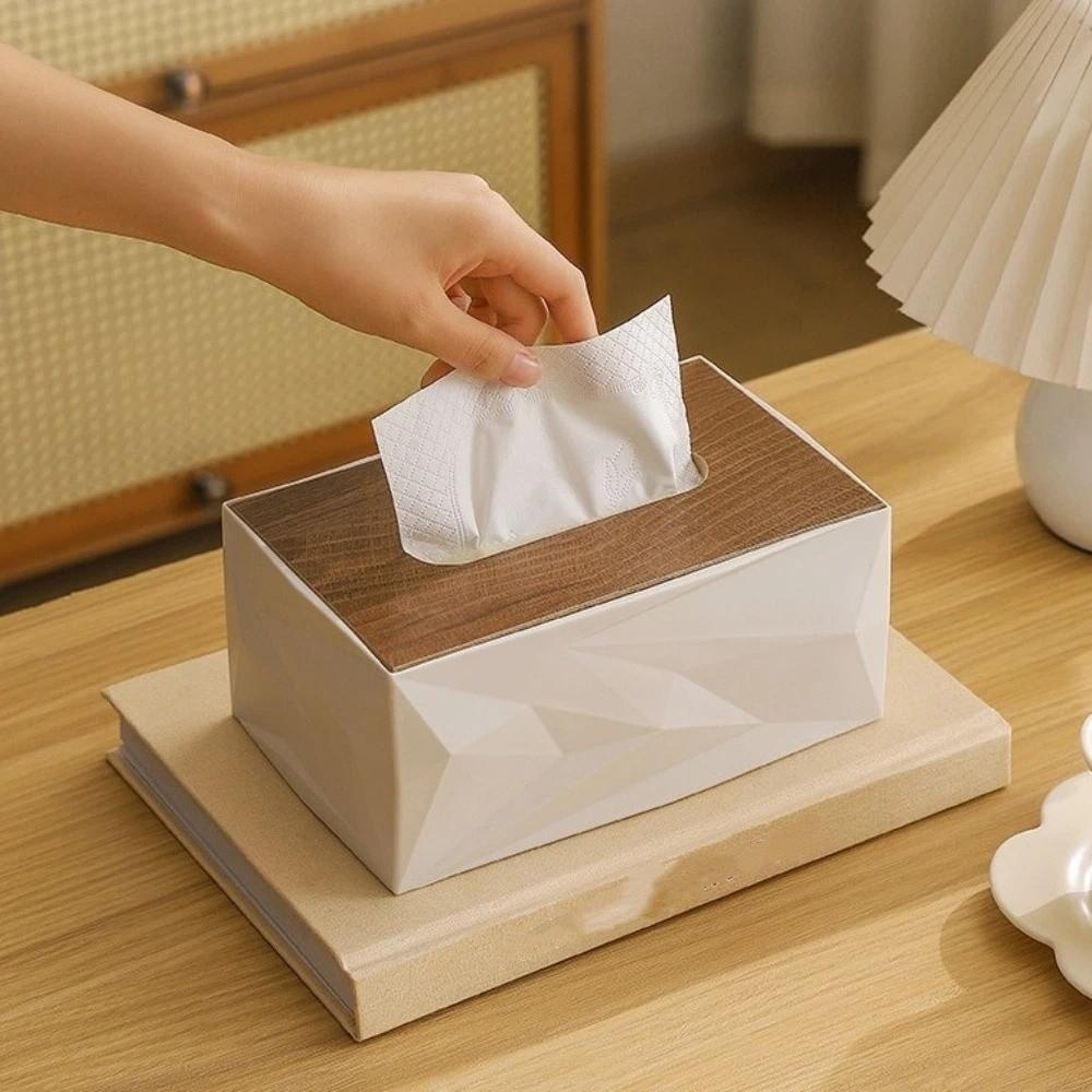Double-sided Cover Desktop Tissue Box Plastic Napkins Holder Smooth Extraction Tissue Rack  Hotel