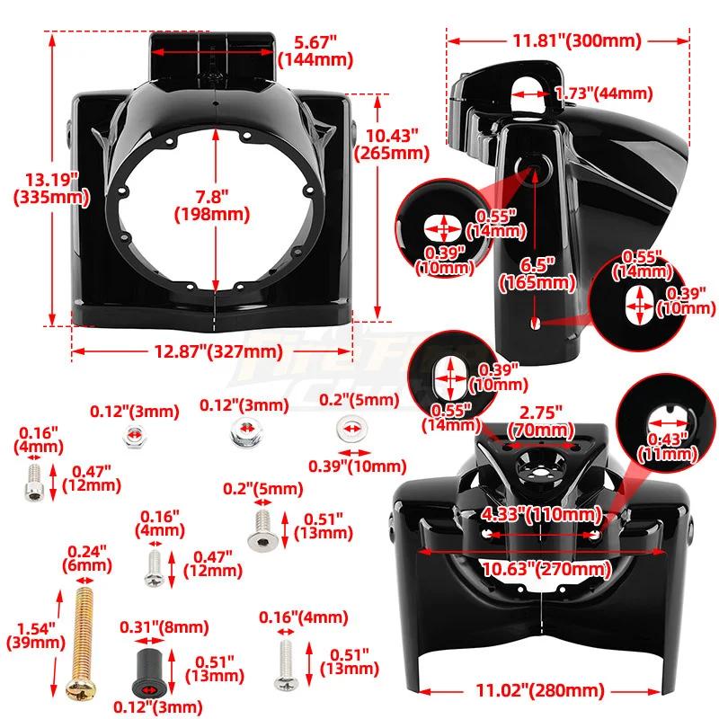 Motorcycle Cafe Racer 7inch Front Round Headlight Fairing Cover Bright Black Fits For Harley Touring Road King 2014-Up