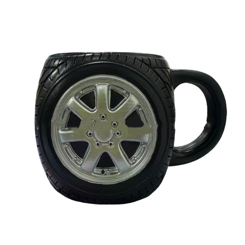 

Stainless Steel Large Capacity Coffee Mug Tire Designs Drinking Cup with Handle for Home or Outdoor Event чорний