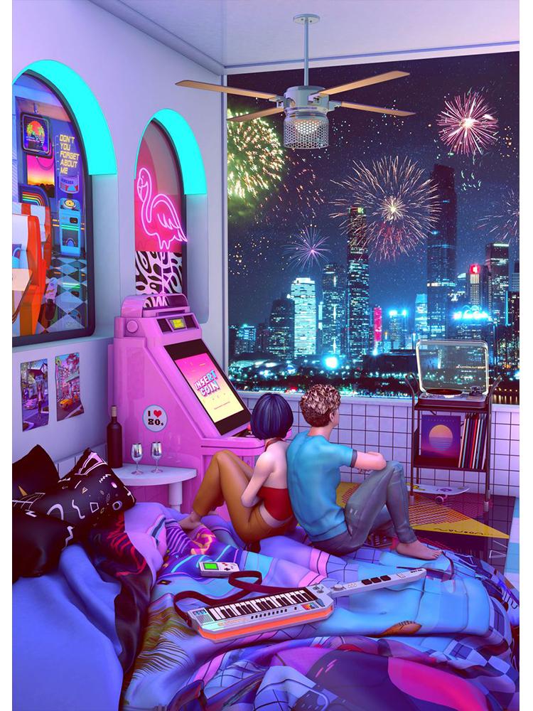 Neon Synthwave Arcade Zone Dream Posters Canvas Painting Game Playroom Wall Art Picture For Cafe Club Room Home Decoration