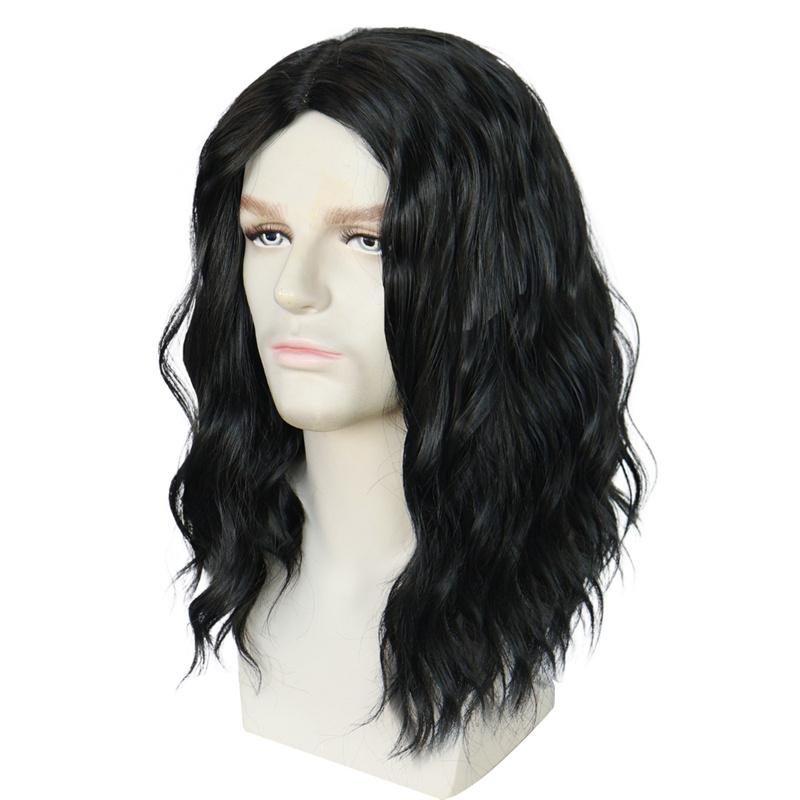 Synthetic Wig Long Curly Hair for Men Daily Use Layered Wig with Bangs Gift Outfits Costume Party Wigs