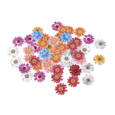 50 Stück Holz-Chrysanthemen-Knöpfe mit 2 Löchern Flache DIY Handarbeit Niedliche Blumenknöpfe für Foto