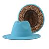 Popular European and American fashion simple leopard print color matching jazz hat men's and women's elegant versatile wide-brimmed top hat