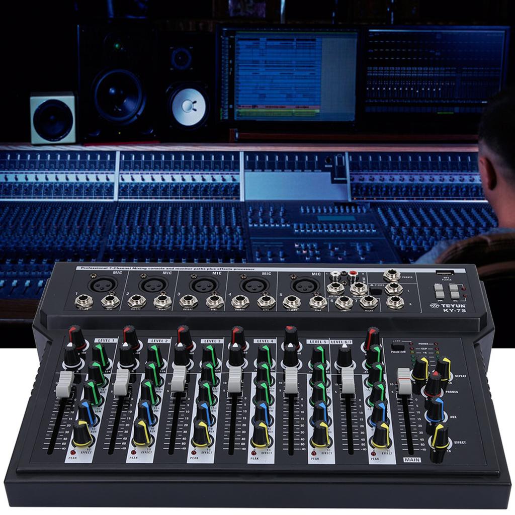 Professional 7 Channel Dual LED Display Low Noise Stage Mixer