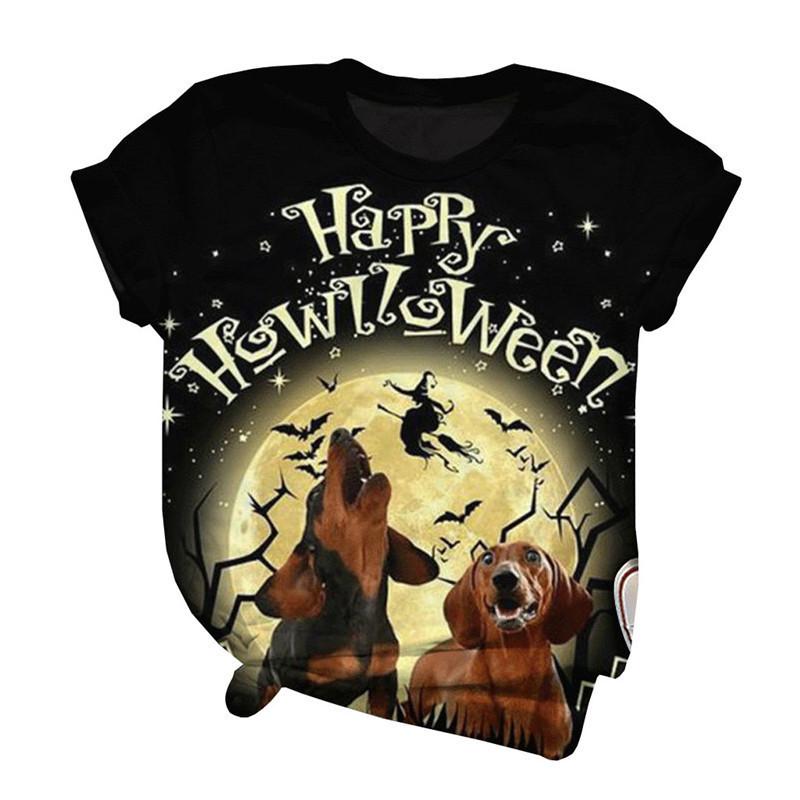 Summer New Printed Short Sleeve Top for Women, Round Neck 3D Dog Printed Women's T-shirt