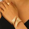Gold Leaf Open Bracelet Ring & Earring Necklace Set - Women's Fashion Trend