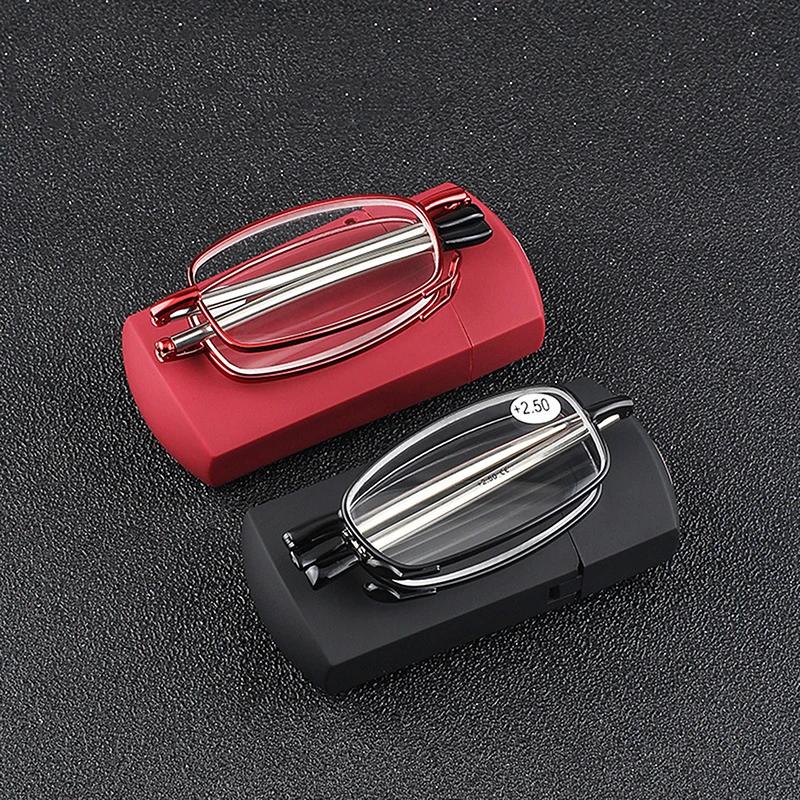 Mini Portable Folding Reading Glasses  Women Anti-Blue Light Temples Eyeglass with Case Belt Clip Presbyopic Glasses