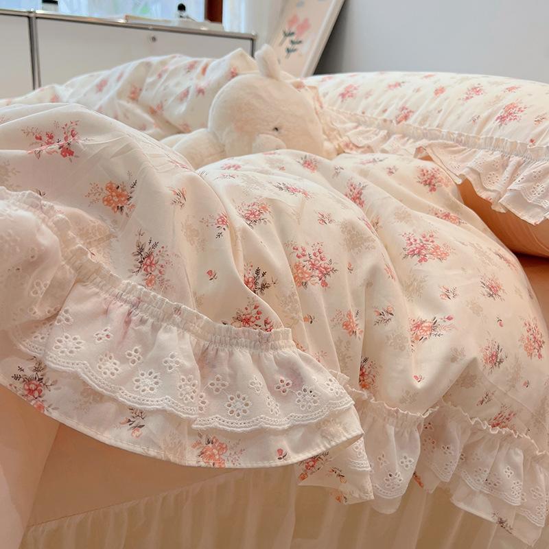 Cotton Bedding Four-piece Set Lace Quilt Cover Bed Sheet Pillowcase