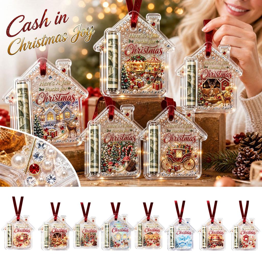 Christmas Ornament - 2D Flat Acrylic Holder Hanging Decoration for Gift Cards and