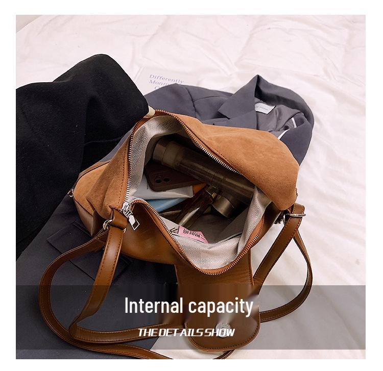 Vintage Suede Crossbody Tote – Versatile, Large-Capacity Shoulder Bag